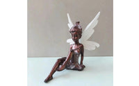 Resin Fairy Statue Seated Fairy Figurine Garden Textured for Plant Displays