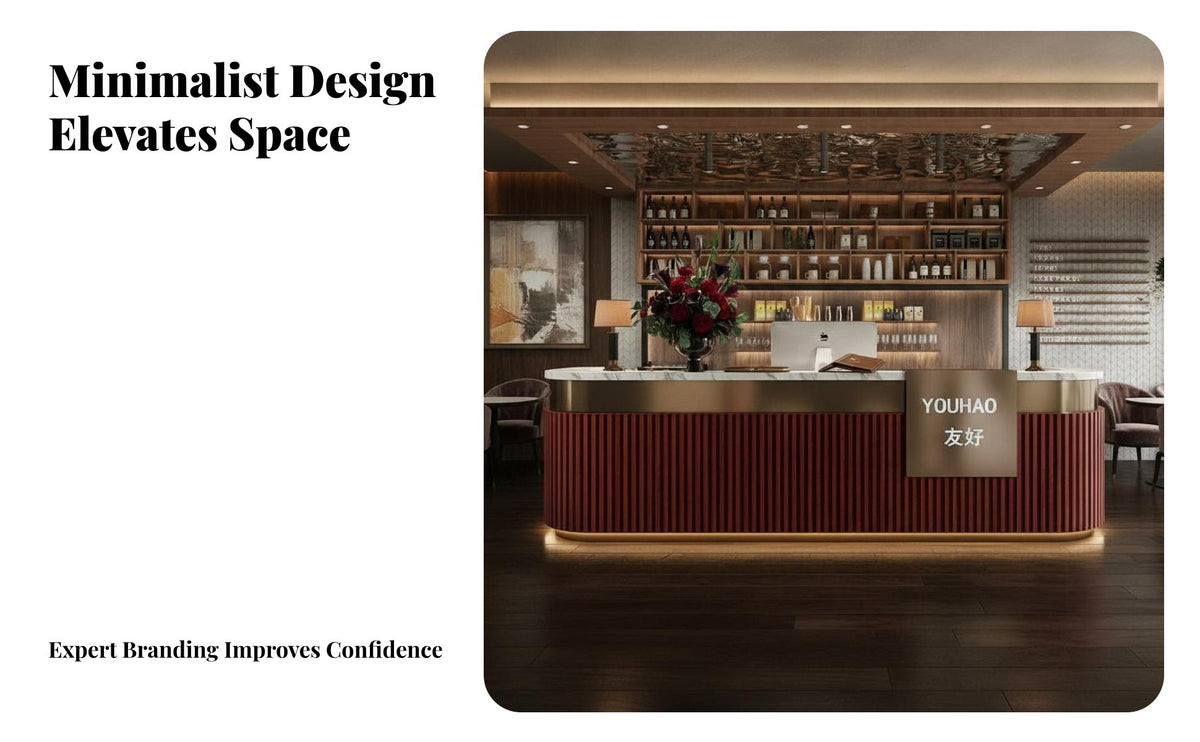 Modern Reception Desk Sturdy Construction Modern Cashier Counter Spacious Storage Retail Checkout Counter for Salon Employees, Bar, Restaurant, Office
