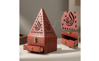 Aromatic Burner with Drawer Wooden Censer Hollow-out for Home Decor