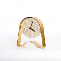 Freestanding Desktop Clock Ornament Sculptural Clock with Standing Base Analog Sophisticated for Shelf, Office, Study