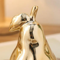 Home Decoration Ceramic Pear Figurine with Glossy Lustrous Finish for Living Room Decor, Modern Porcelain Ornament Statue, Decorative Piece
