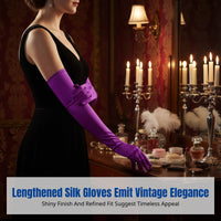 Long Silk Stretch Gloves, Vintage Party Cosplay, Women's Bridal Accessory