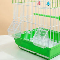 Small Bird Cage for Budgie and Finch Cage, Rectangular Bird Cage with Removable Tray, 2 Feeders and Perch for Parakeets Lovebirds, Small Size