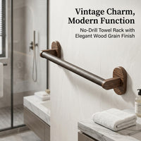 Wall Mounted Towel Rack with Vintage Style for Washroom and Shower Room, Bamboo and Wood Storage with Shelf