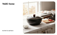 Non-Stick Stir Fry Pan Thickened Structure Flat Bottom Wok Pan Chinese Wok Rapid and Even Heating Rust Protection
