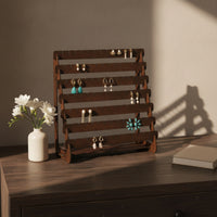 Tabletop Earring Display Stand Rustic Wood Earring Display Stand Angled Organizer Functional for Vanity, Dresser