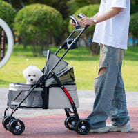 Collapsible Foldable Pet Stroller Breathable Pet Stroller with Canopy Lightweight Carrier Portable for Cats, Young Dogs, Veterinarian Visits, Shopping