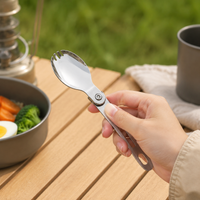 Portable Split-Tip Spoon Foldable Spork 304 Stainless Steel Outdoor Camping Travel Student Use 16cm