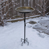 Leaf Tray Bird Feeder Stand Outdoor Decor Metal