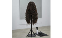 Scalp-Simulation Long Curly Hairpiece Flower Net Cap Long Wavy Hairpiece Machine-Made Hairpiece Soft