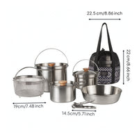 Portable Camping Cookware with Mesh Carry Bag Sturdy Backpacking Cookware Compact Camping Cooking Set Easy to Clean for Families