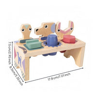 Natural Wood Finish Wooden Tool Bench Brightly Colored Tool Bench Toy Peg-and-Slot Construction Workbench Educational for Children
