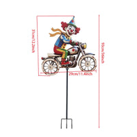 Clown Motorcycle Stake Easy Installation Clown Riding Motorcycle Weatherproof Metal Garden Stake