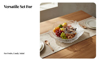 3 Pieces Large Capacity Pearlescent Petal Serving Bowl Long-Lasting 3 Piece Glass Fruit Plate Set Hammered Texture for Dining Table