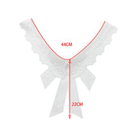 Embroidered Collar with Bow Scalloped Detachable Collar Elegant Delicate for Girls, School
