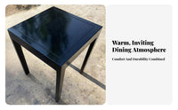Chinese Design Square Table and Backless Stool Set Tavern Design Bar Furniture Black Finish Breakfast Nook Sturdy Construction for Restaurant Owners, Interior Designers, Homeowners, Nightclub, Dining Room, Small Areas, Kitchen