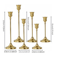 Retro Design Brass Taper Candle Holder Romantic Atmosphere Single Stem Candlestick Easy Assembly Vintage Aesthetic Candle Stand for Christmas, Wedding, Dinner Party