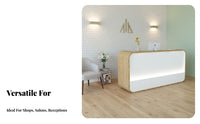 Minimalist Design Small Shop Front Desk Baking Paint Finish Commercial Checkout Counter Modern Front Desk with Storage for Receptionists, Salon Personnel, Business Owners, Clothing Boutique, Retail Shop, Clinics, Offices