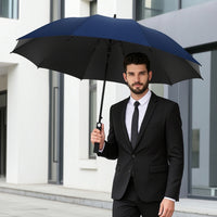 Windproof Umbrella with Auto Open Button Large Umbrella with Fiberglass Ribs Reinforced Resistant for Business Professionals, Commuters, Hotel