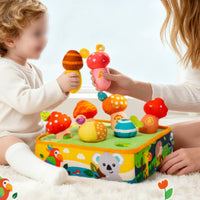 Textile Activity Box Educational Shape Sorter Soft Toy with Mushrooms for Nursery