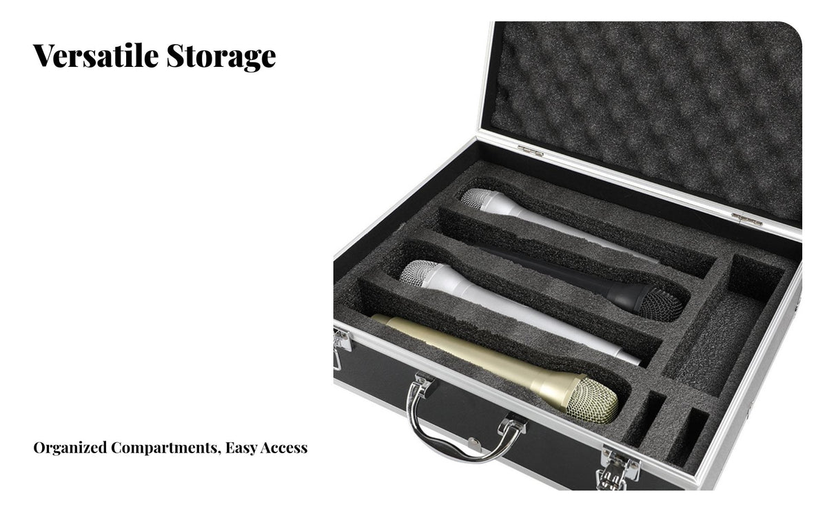 Handheld Audio Device Hard Case Aluminum Audio Device Carrying Case Portable Aluminum Equipment Box for Artists, DJs, Travel, Mobile Use, Storage