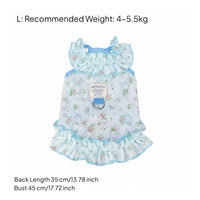 Breathable Small Dog Summer Dress Lightweight Material Floral Puppy Dress Built-in D-Loop for Small Dogs, Cats, Season, Parties