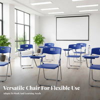 Foldable Design Folding Student Desk Chair Portable Folding Chair with Writing Tablet Space-Saving Lecture Seat Sturdy Frame for Students, Office Workers, Conference Attendees, Training Room, Classroom, Events