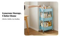 Wheeled Mobility three-tier Foldable trolley Multi-Functional Utility Trolley Space-Saving Household Storage Sturdy Construction for Office Workers, homeowners, Bedroom, Living Room, Kitchen, Bathroom