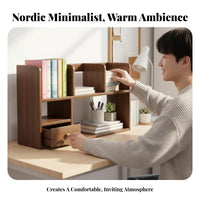 Desktop Book Rack with Handle Space-Saving Desk Organizer Versatile Use