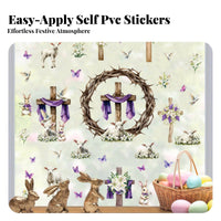 39 Pieces Easter Cross Set PVC Material Religious Easter Self Cross and Lily Window decor for Kids, Families, Walls, Home