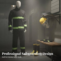 5 Pieces 02 Design Firefighter Suit Fire Resistant 5 Piece Firefighter Uniform Set Sturdy Retardant Assistance Suit for Firefighting, Accident Sites