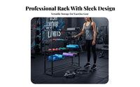 Space Saving Multi-Tier Fitness Equipment Rack Large Capacity Balance Ball Storage Rack Heavy-Duty Frame Multi-Tier Ball Storage Stand Stable Construction for Personal Trainers, Fitness Center