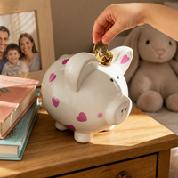 Ceramic Crown Piggy Bank for Kids and Adults
