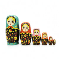 Hand-Painted Nesting Doll with Six Layers Wooden Russian Nesting Doll Stackable Compact for Collectors, Kids, Gift Box