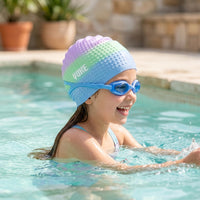 Silicone Swim Cap Form-Fitting Bubble Swim Cap Elastic Headwear for Young Swimmers, Young Children, Pool Practice