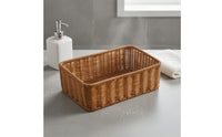 Hand Woven Tray Basket Rounded Edges Rattan Storage Basket Light Brown