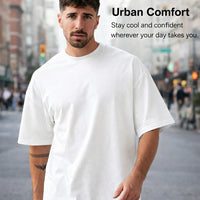 Oversized Crew Neck T Shirts for, Dropped Shoulder Short Sleeve Tee, Loose Fit Plain Summer Wear, 100 Daily