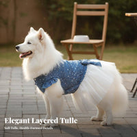 Season Summer Wear Denim Dog Tutu Accent Star Pattern Dog Dress With Knot for Photo Shoots, Birthdays, Outdoor Walks