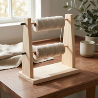 Rotating Yarn Holder Natural Wood Finish Wooden Yarn Holder Needlework Organizer Open-Frame