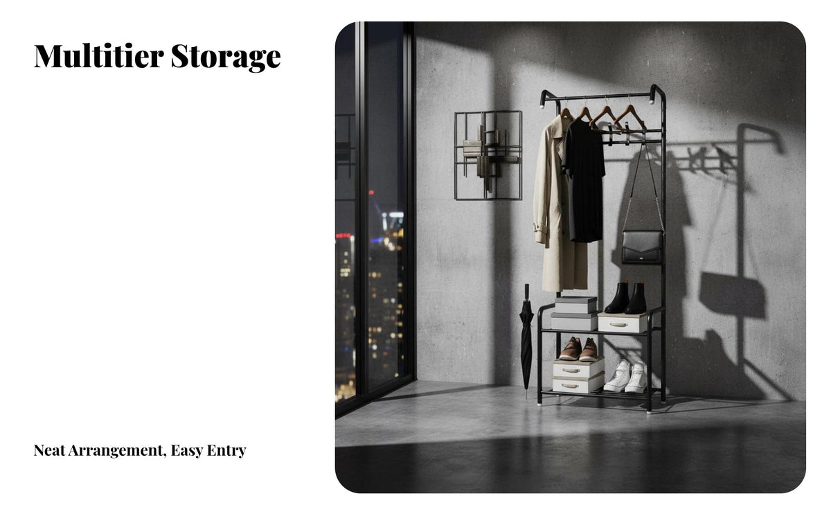 Foldable Design complimentarystanding Clothes Space-Saving A-Frame Clothing Holder Multi-Purpose Storage Garment Rack Easy Assembly for Homeowners, Apartment Dwellers, Bedroom, Entryway, Laundry Room, Walk-in Closet