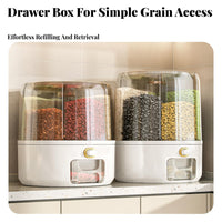 360° Rotation Rotating Grain Dispenser Moisture-Proof Rotating Rice Storage Container Sealed Design