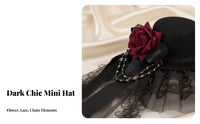 Gothic Mini Hat Handmade Doll-Like Hair Fastener Hat Gothic Floral Accent Fascinator Secure Fit Floral Accent Mesh Covering