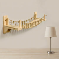 Cat Bridge for Cats with Scratching Surface, Wooden Ladder and Walkway, Wall Mounted Space Saving Indoor Activity for Medium Size Climb Play
