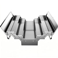 Three-Layer Tool Box Reflective Stainless Steel Tool Box Folding Metal Toolbox Rust Resistant Portable Organizer Easy to Clean