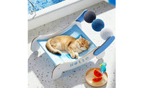 Breathable Elevated Cat Bed Comfortable Pet Suspended Bed with Wooden Frame Modern Cat Suspended Bed with Wooden Frame Washable for Cats