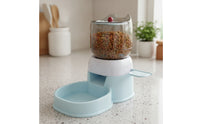 Press Pet Feeder Compact Pet Feeder with Transparent Storage Container Easy to Fill Manual Food Dispenser for Kitchen, Apartment