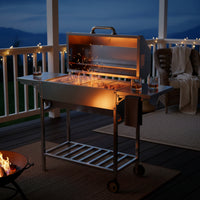 Barbecue Grill with Side Shelves Stainless Steel Lidded Barbecue Grill Outdoor for Backyard Cooks, Families, Patio, Yard