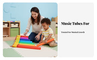 8 Pieces Rainbow Colored 8-Note Diatonic Sound ability Development 8-Tone Diatonic tube set Interactive Play Music Education Tool Promotes collaborative building for educators, Kindergarten, Home