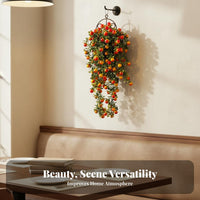 Hanging Artificial Plant Basket Decorative Wall Hanging Plant Realistic Look Cone Shaped Wall Basket for Homeowners, Renters, Bedroom, Indoor, Hallway