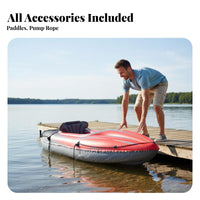 Wear-Resistant 2-Person Fishing Kayak Heavy-Duty Single Person Watercraft Stable Design Inflatable Boat High Capacity for Outdoor Enthusiasts, Families, Lakes, Rivers, River, Camping